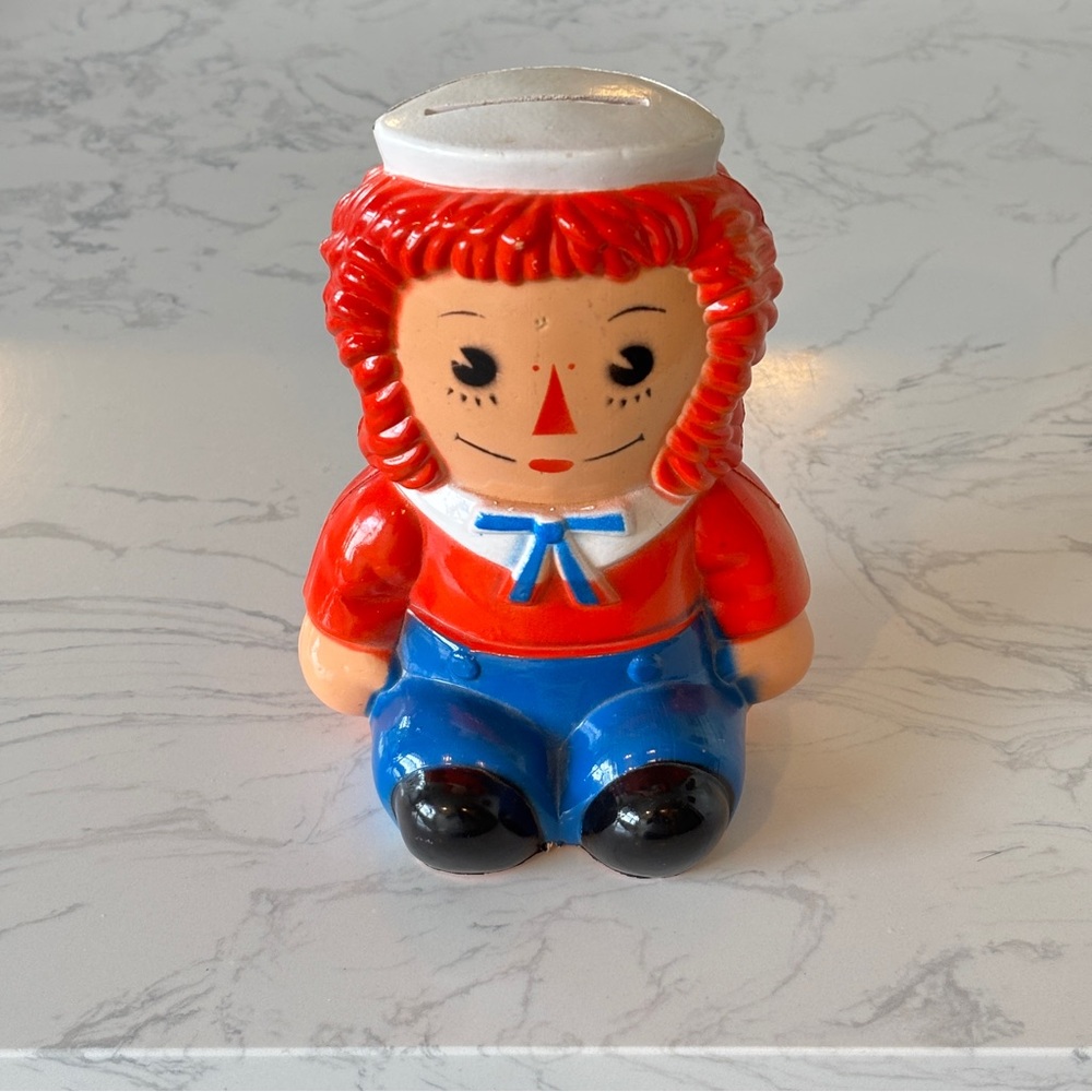 Vintage Raggedy Andy Bobbs Merrill Piggy Bank 6.5" Sailor